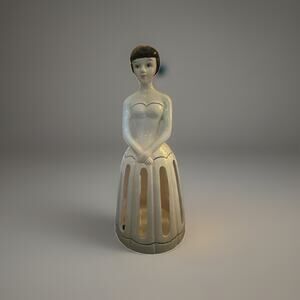 Vtg 1970s Lillian Vernon 9.75" Ceramic Napkin Holder Lady Dress Figurine